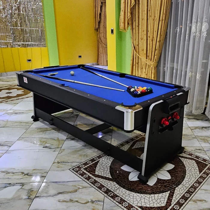 02-Mesa 4 en 1 Giratorio - Modo Billar Paño Azul